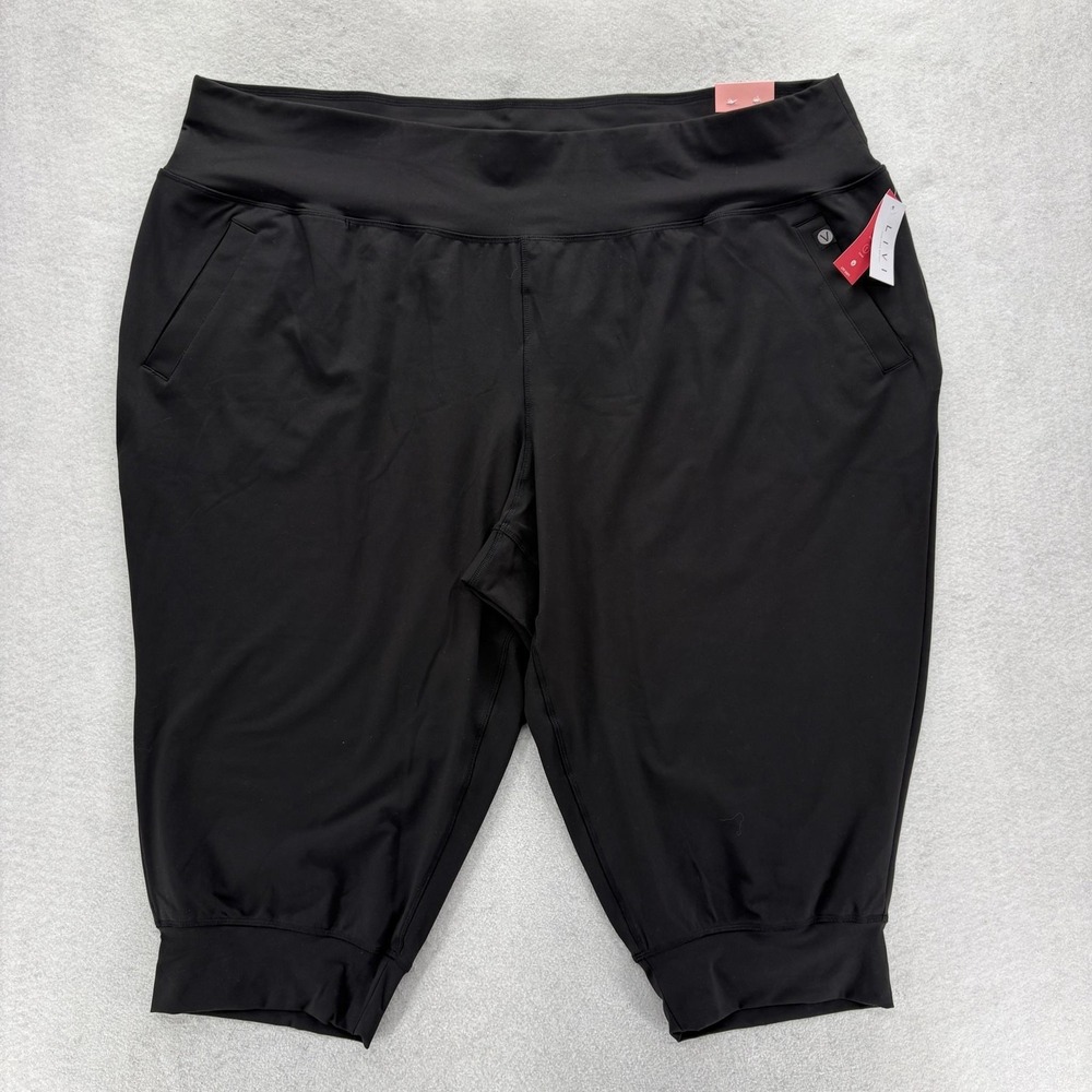 LIVI Lane Bryant Capri Jogger Pants Womens 30/32 Black Stretch Activewear Plus